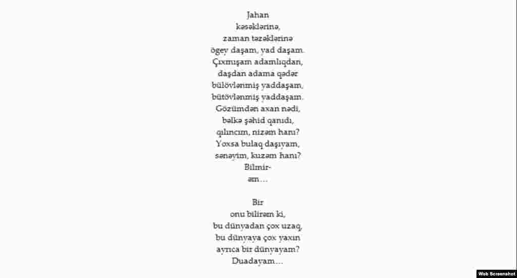 Azerbaijan - Poem by Azeri poet Asad Jahangir