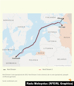 Карта газопроводов "Северный поток"